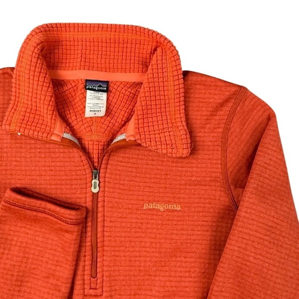 Patagonia R1 Regulator Fleece Pullover Orange Quarter Zip Grid Top Womens S